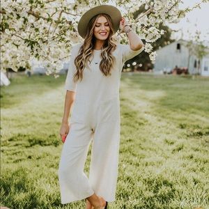 Flax colored jumpsuit